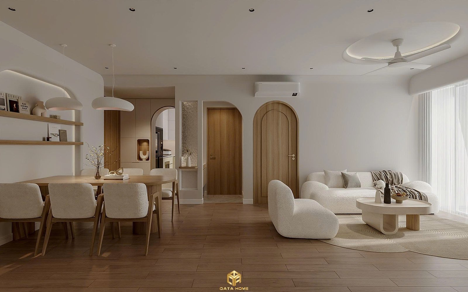 Thiết kế không gian nội thất căn hộ theo phong cách wabi sabi mix hiện đại 