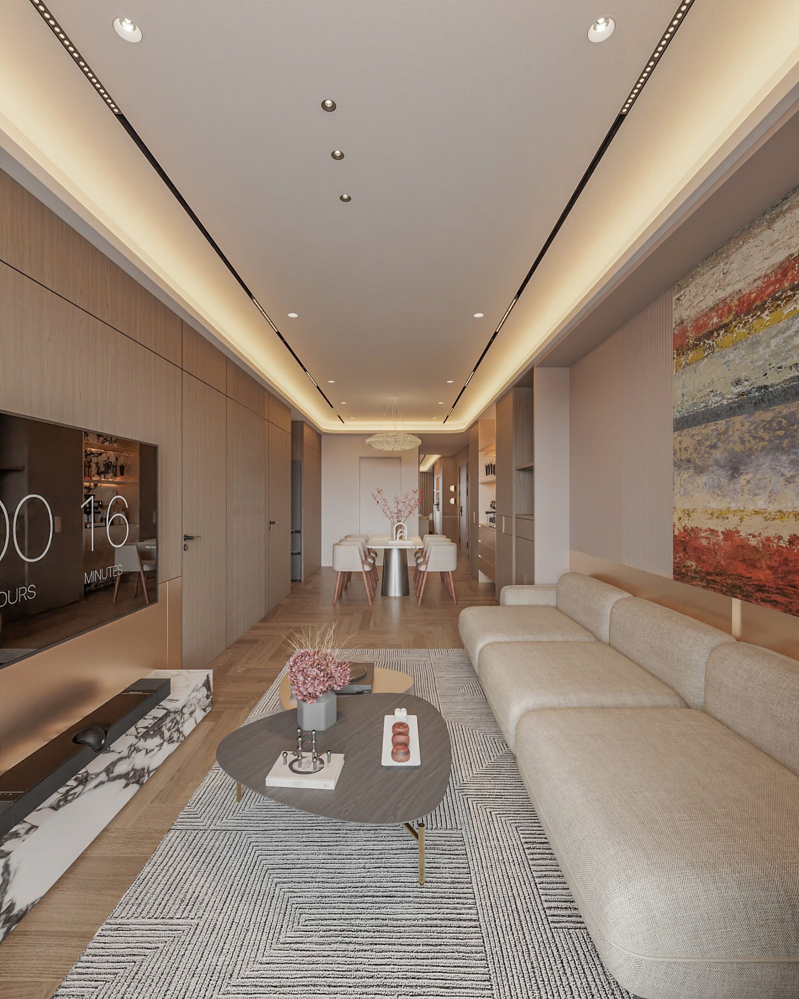 Thiết kế và thi công nội thất Qata Home phòng khách hiện đại tối giản