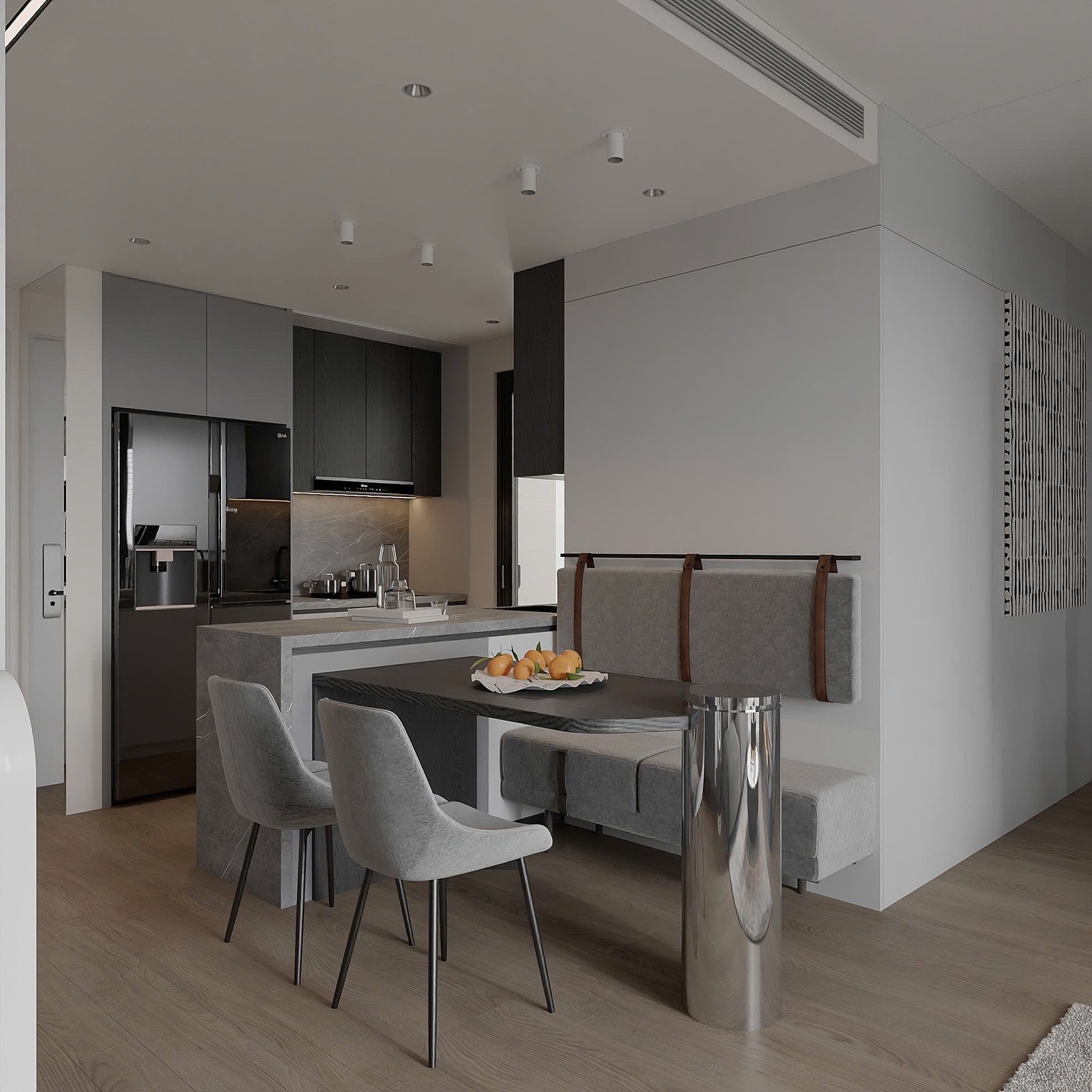 Thi công nội thất phòng bếp chung cư hiện đại Ocean Park