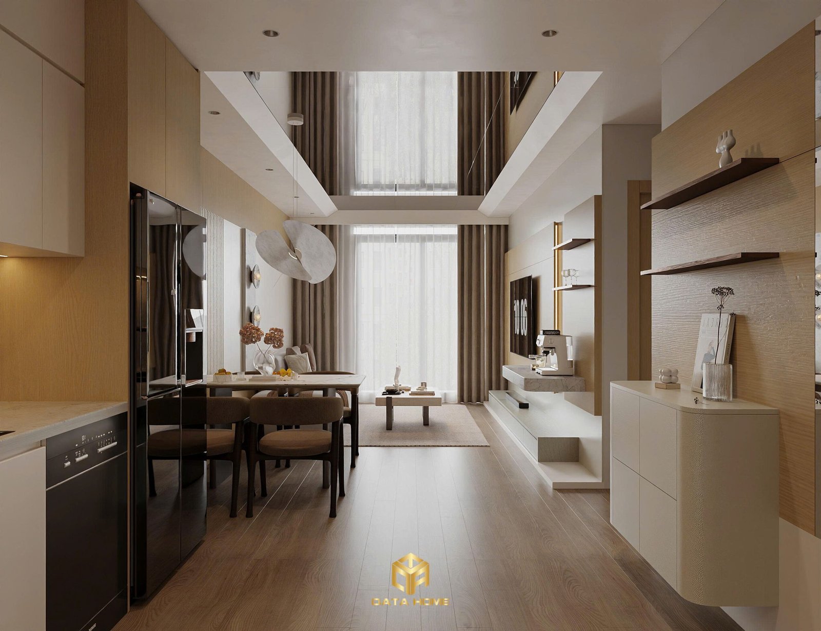 thiết kế nội thất The Charm An Hưng phòng khách hiện đại Qata Home