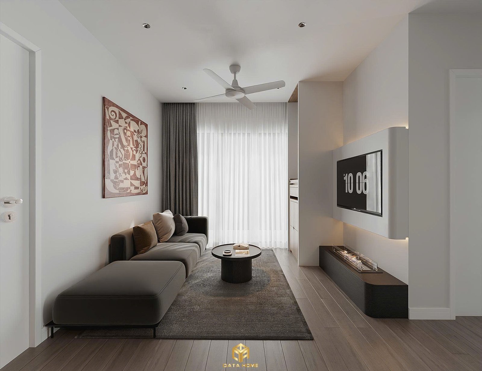 thiết kế nội thất chung cư GS6 hiện đại tối giản 