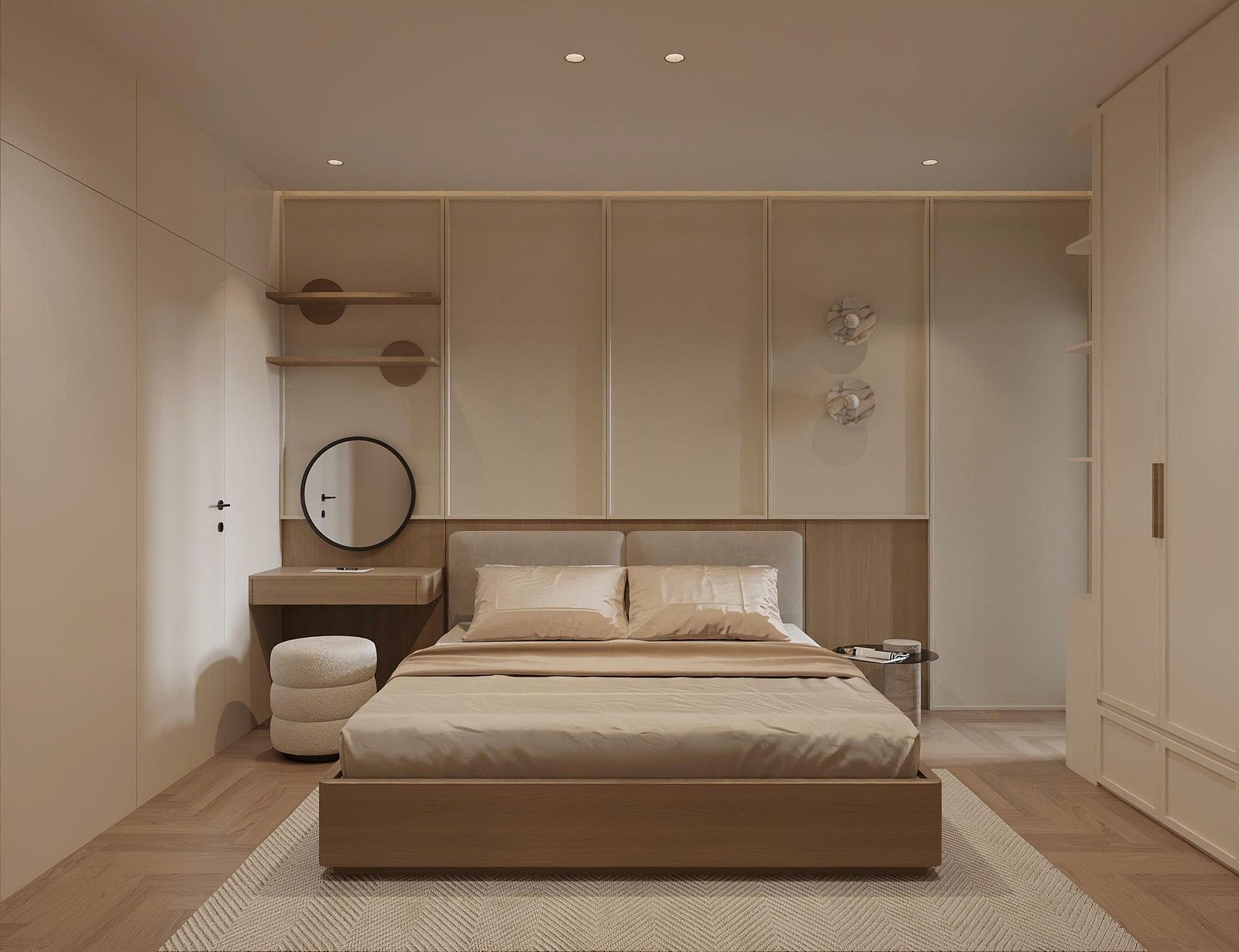  Thiết kế nội thất Wabi Sabi căn hộ Golden Field phòng ngủ Master